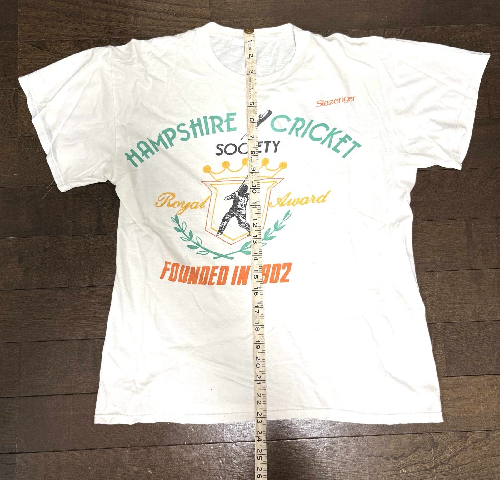 Slazenger Hampshire Vintage T-shirt Tee Cricket Society White UK Mens S 70s 80s gallery