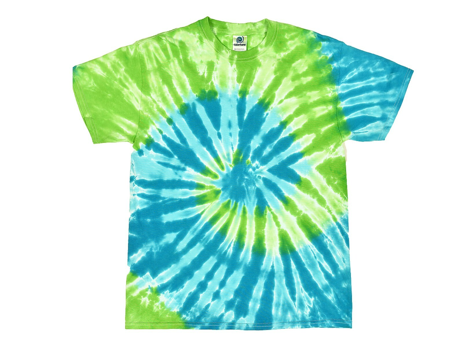 Green Blue Spiral Tie Dye T-Shirts Adult & Kids Sizes Cotton Colortone gallery
