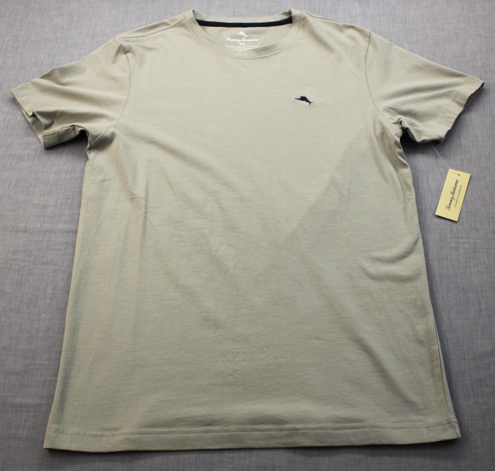 Tommy Bahama Swordfish Logo Mens Gray Cotton Spandex SS Crewneck T-Shirt NWT S