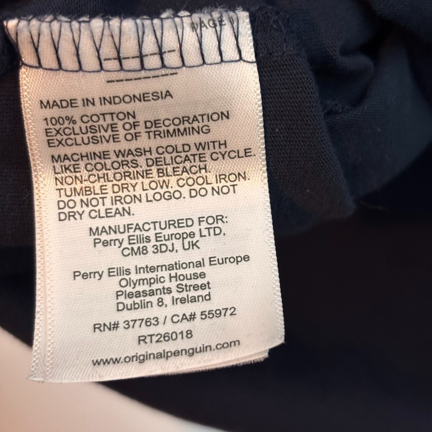 Original Penguin Mens Jersey Earl Tape Tipped Tee Navy Blue Small Classic Preppy gallery