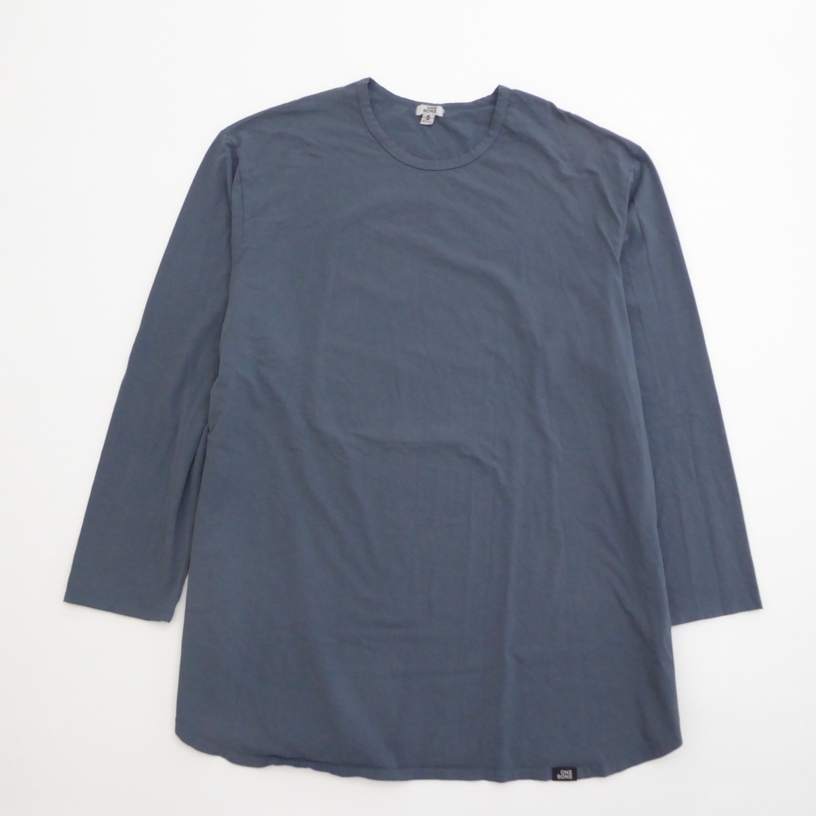 ONE BONE Mens Size 5 / 6XL Long Sleeve Scoop Crew Neck T Shirt OB106 Blue Cotton gallery