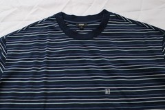 Express Men’s Striped Premium Weight Cropped Loose T-Shirt CN6 Navy Large NWT