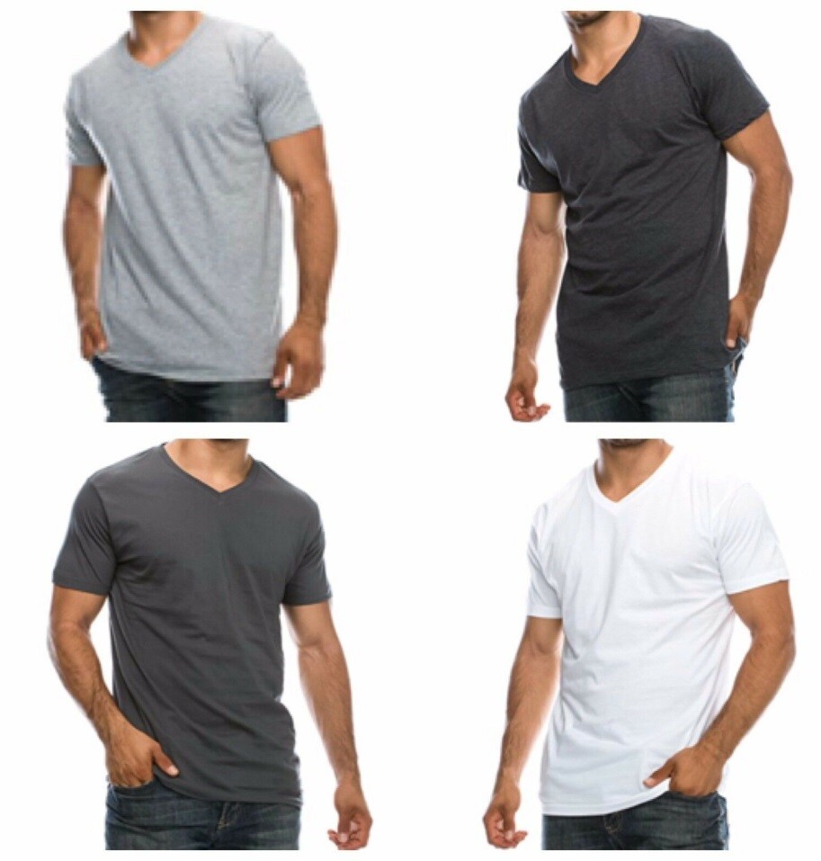 Mens T-Shirt 1, 3, 6 PACK Lot Crew Neck V-Neck Plain Casual Straight Fit Outdoor gallery