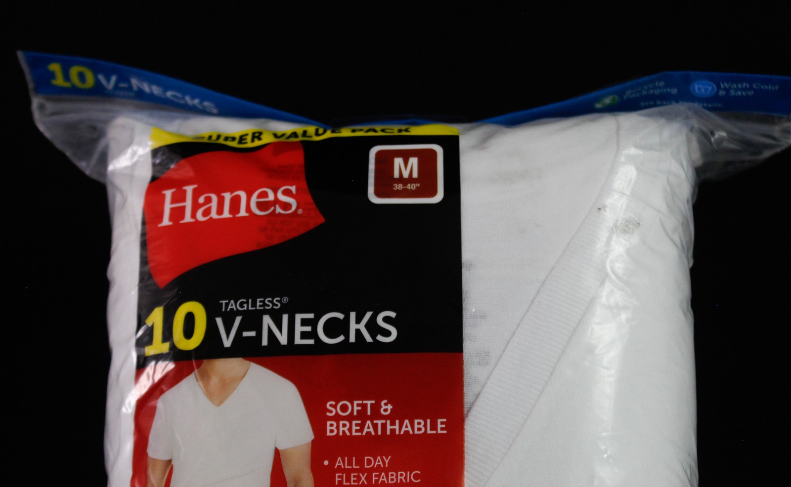 Hanes Men's Soft Breathable 10 Pack V Necks BM7 White Medium NWT NWT gallery