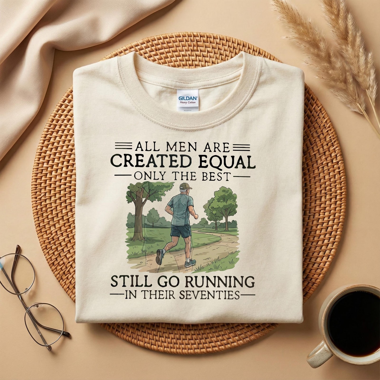 Funny Running. All Men Are Created Equal Only the Best Still Go Runing T-Shirt gallery