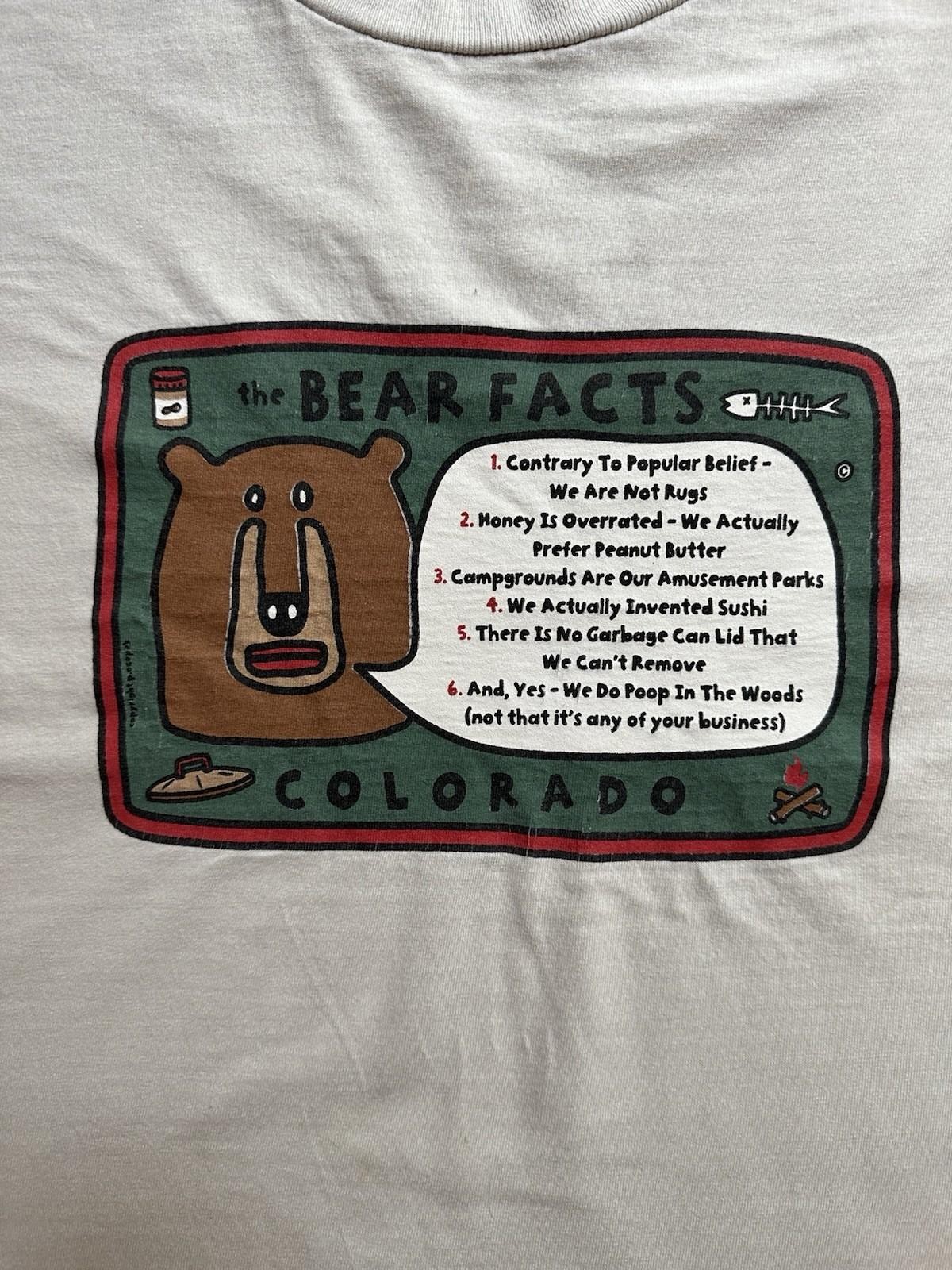 Vintage 1980s 90s Funny Bear Facts Shirt XL Colorado Fishboy gallery