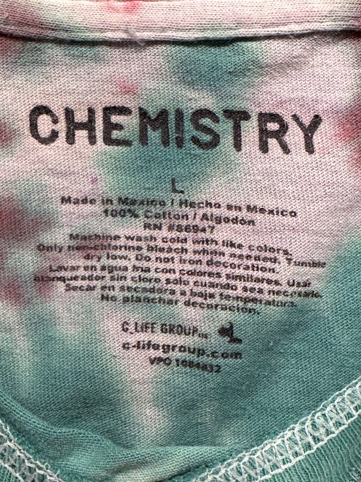 Chemistry GREEN ALIEN Tie Dye Multi Color Crew Neck T-Shirt Tee Shirt SZ L Large gallery