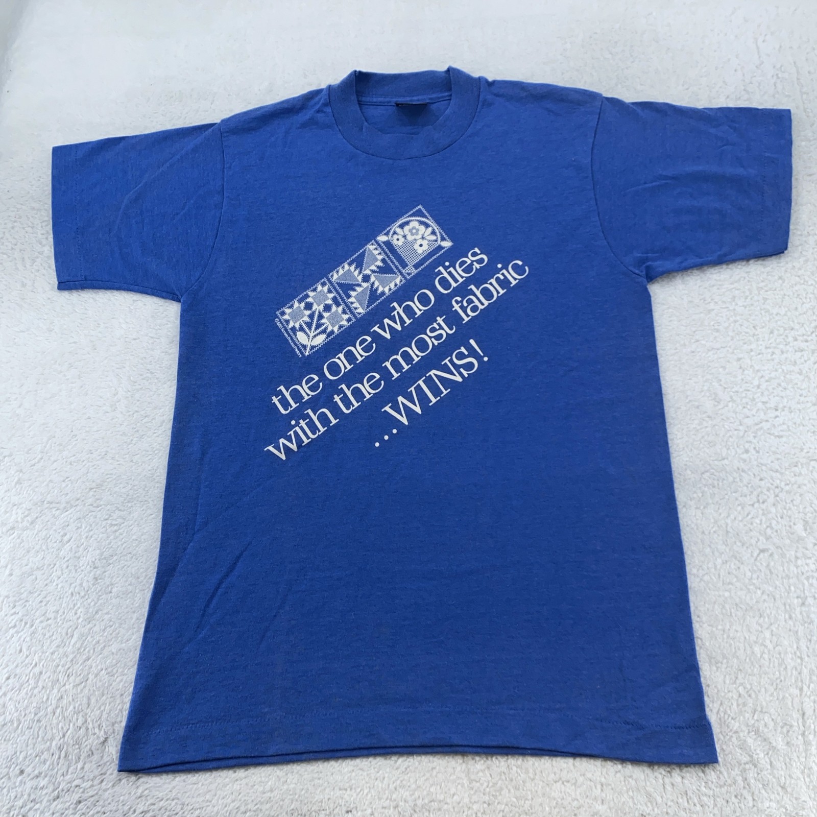 Vintage Quilt Fabric Hoarder Shirt Mens Small Joke Funny Sewing craft 80s 90s gallery