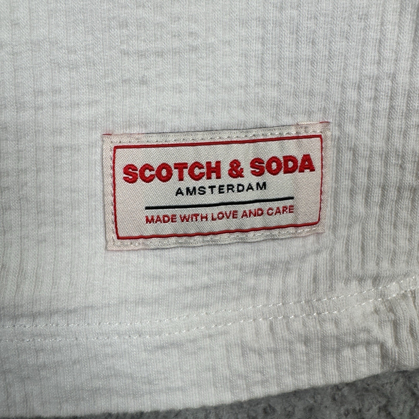 Scotch & Soda Amsterdam T Shirt Mens Size Medium Cream Ribbed Textured Stretch gallery