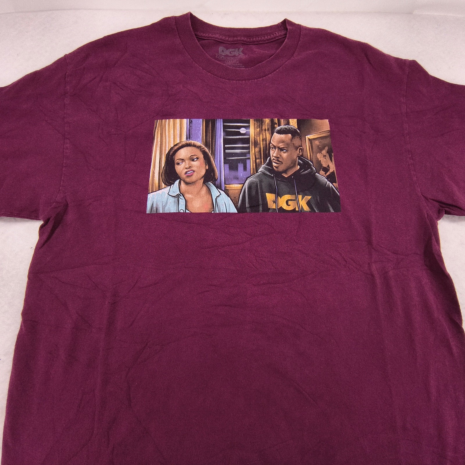DGK Martin Casual Short Sleeve Graphic Crew Neck Shirt Mens Size Large L Maroon gallery