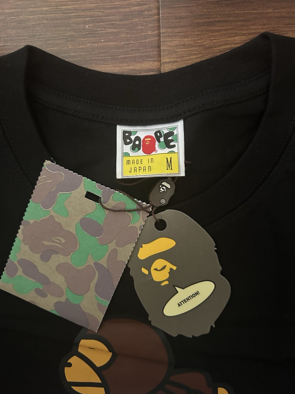 A Bathing Ape BAPE Logo Graphic Print Tee Men's M Black Crew Neck Short Sleeve gallery