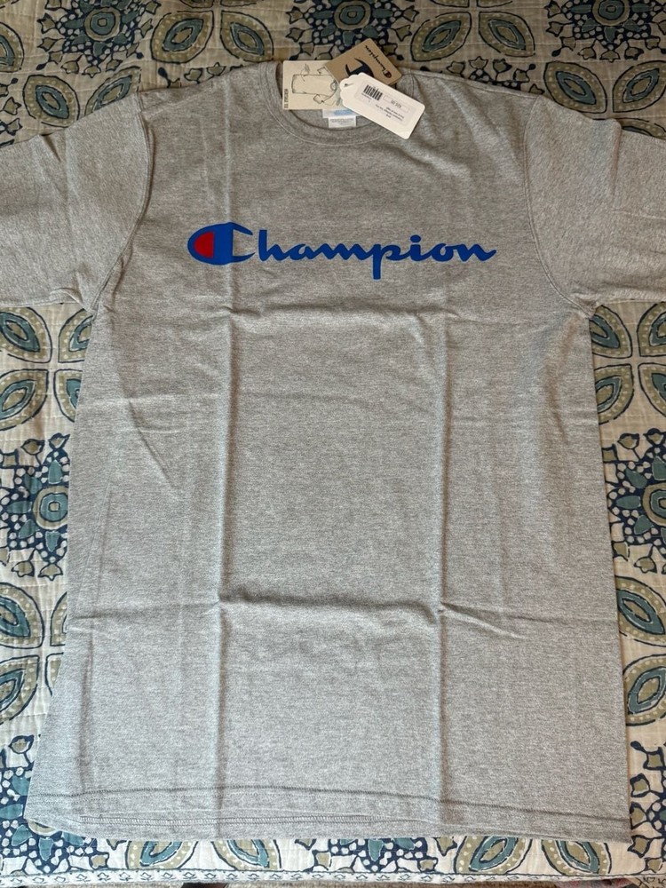 Champion Heritage Heavyweight Script Logo T-Shirt in Oxford Gray