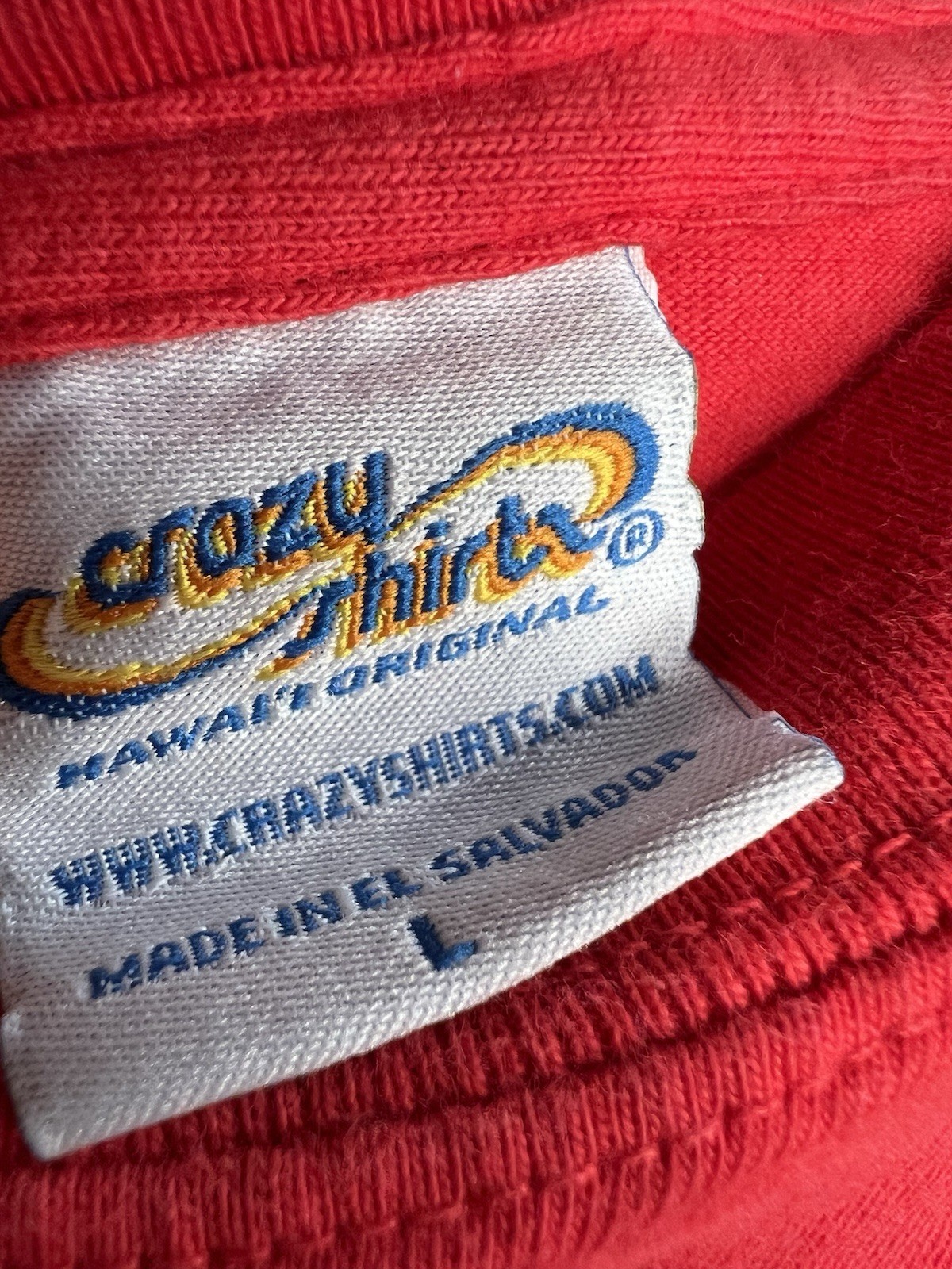 Crazy Shirts Hawaii L Alli Tapa Band Candy Apple Red Dyed USA 100% Cotton gallery