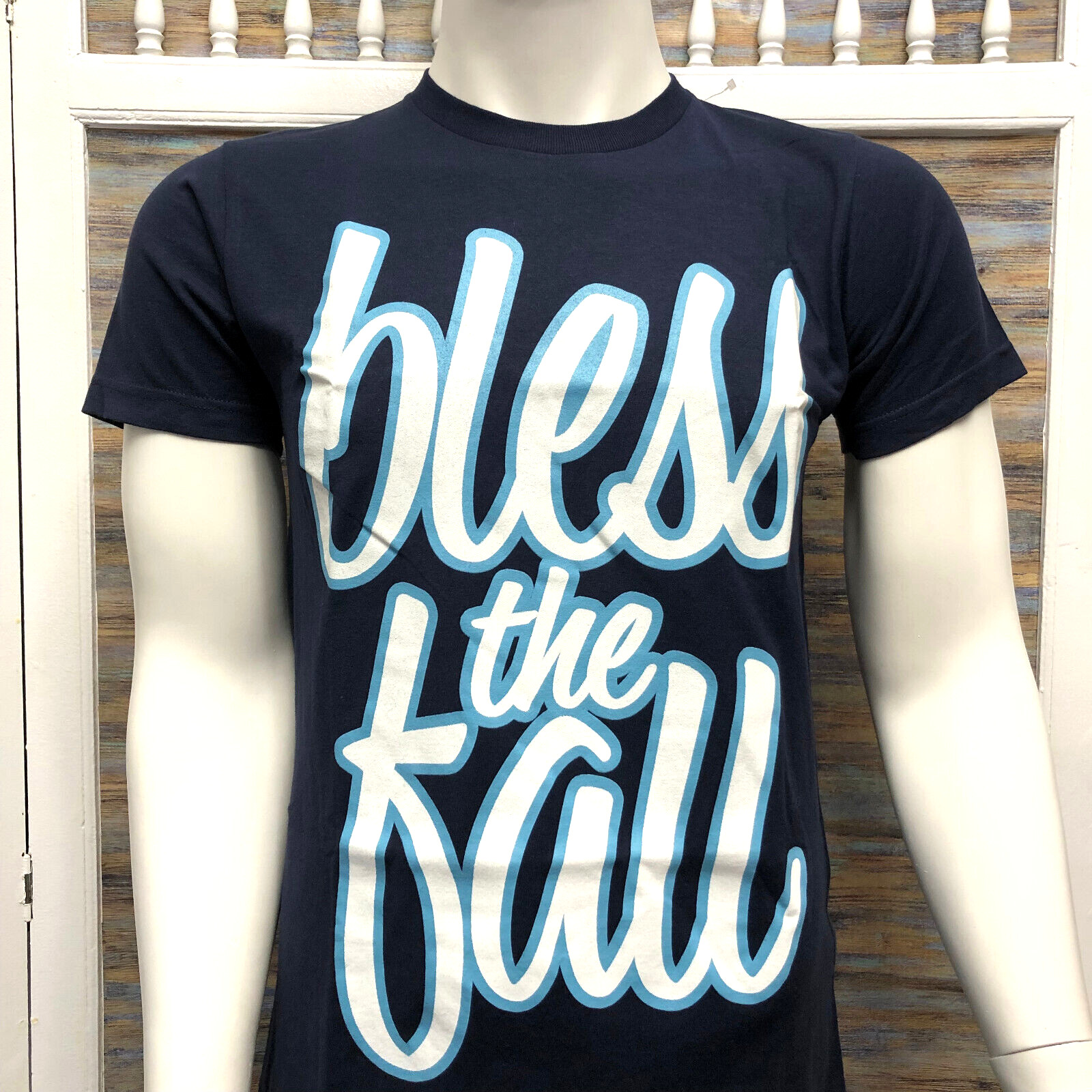 Bless The Fall Spell Out T Shirt Metal Core Band Blue Men's Size S gallery