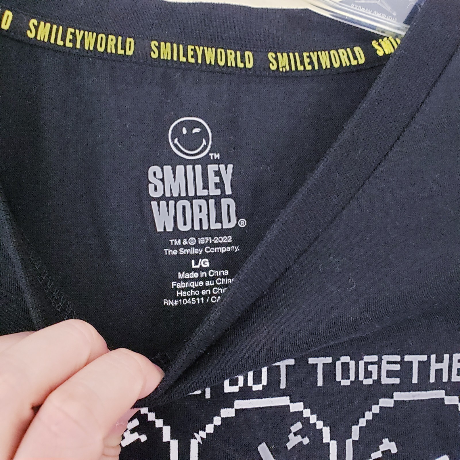Smiley World Black Graphic T-Shirt Don't Know Where But Together Large Rare gallery