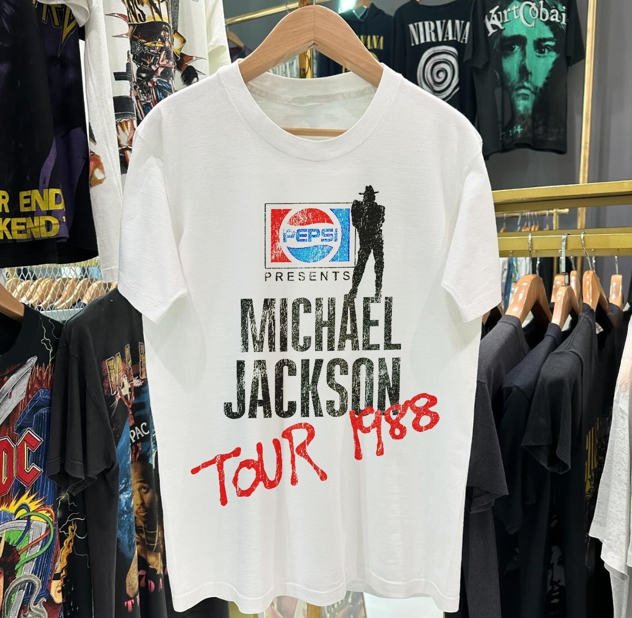 1988 Michael Jackson Tour Heavy Weight Washed T-Shirt White L gallery