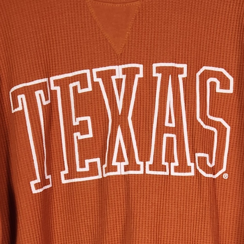 Pressbox Texas Longhorns Thermal Shirt Men's Large Burnt Orange Waffle Knit gallery