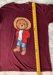 Men’s OG Hustle Haters Bear Long Sleeve Burgundy T shirt Large Bailey Apparel