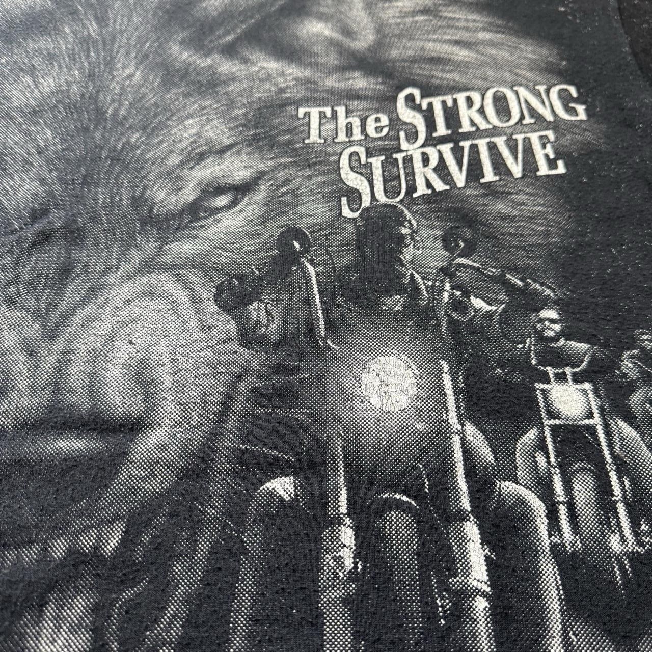 Vintage 90s 3D Emblem The Strong Survive Wolf Biker T Shirt Single Stitch gallery