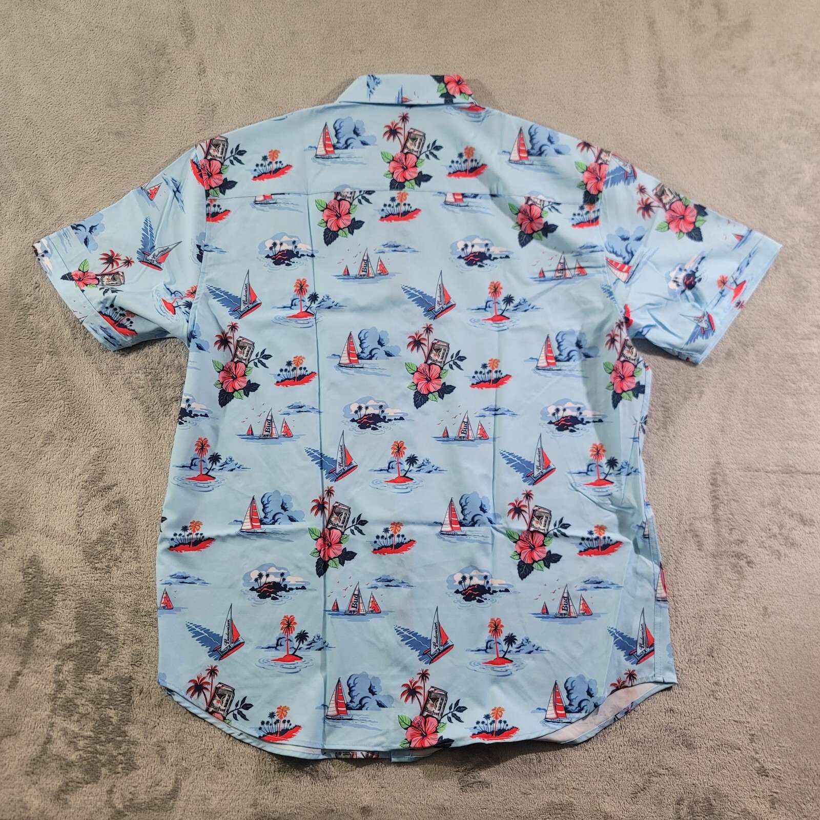 RSVLTS Shirt Mens Size 2XL Regatta Have A Bud Short Sleeve Button Down Blue gallery