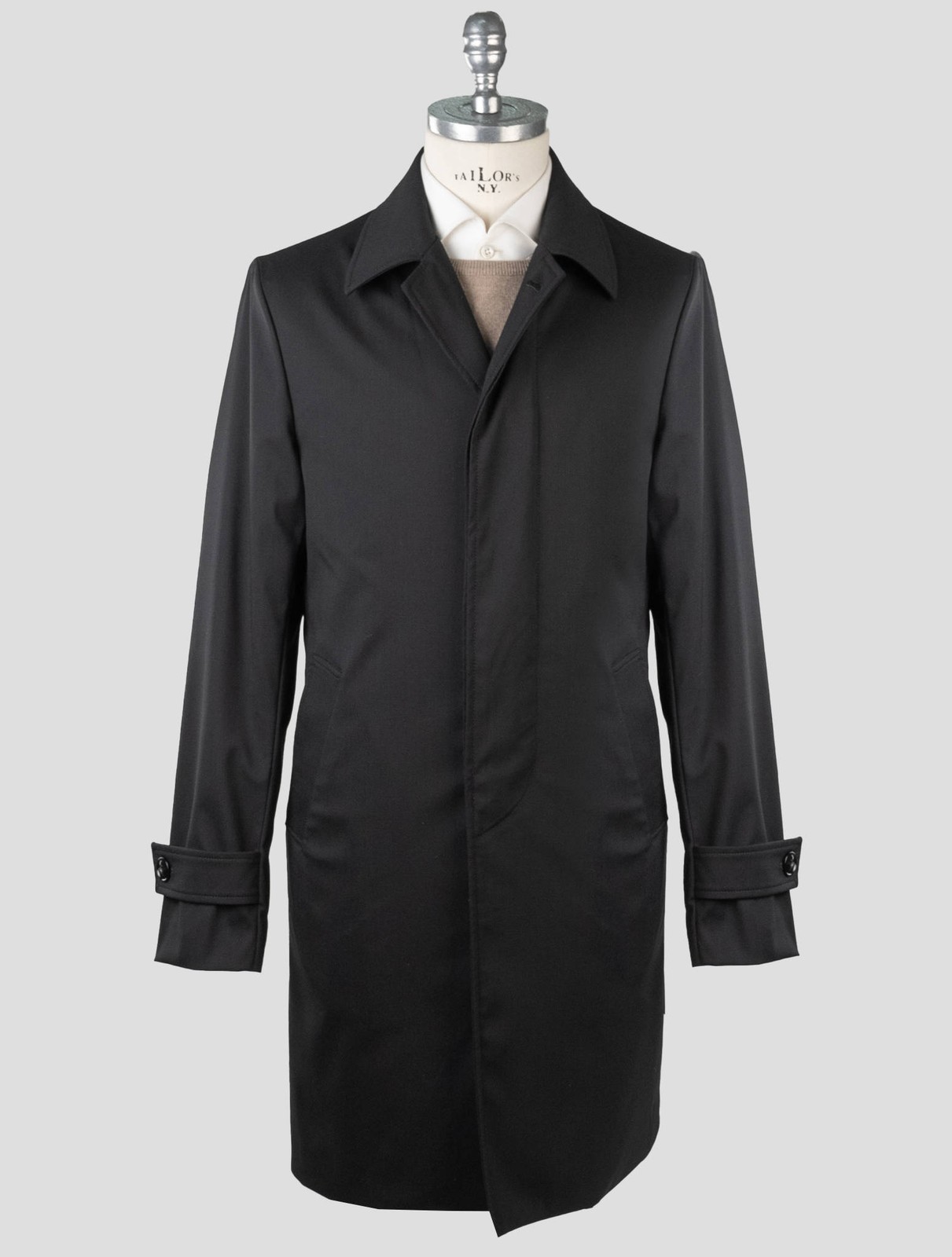 NEW KITON BLACK VIRGIN WOOL PA EA OVERCOAT KCY29 US 46 - EU 56 KCY29 gallery