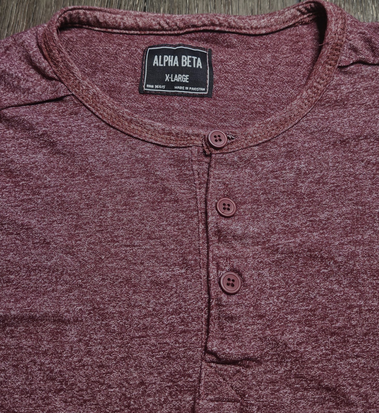 Mens Alpha Beta Long Sleeve Burgundy Henley Shirt Size XL - NWT NEW gallery