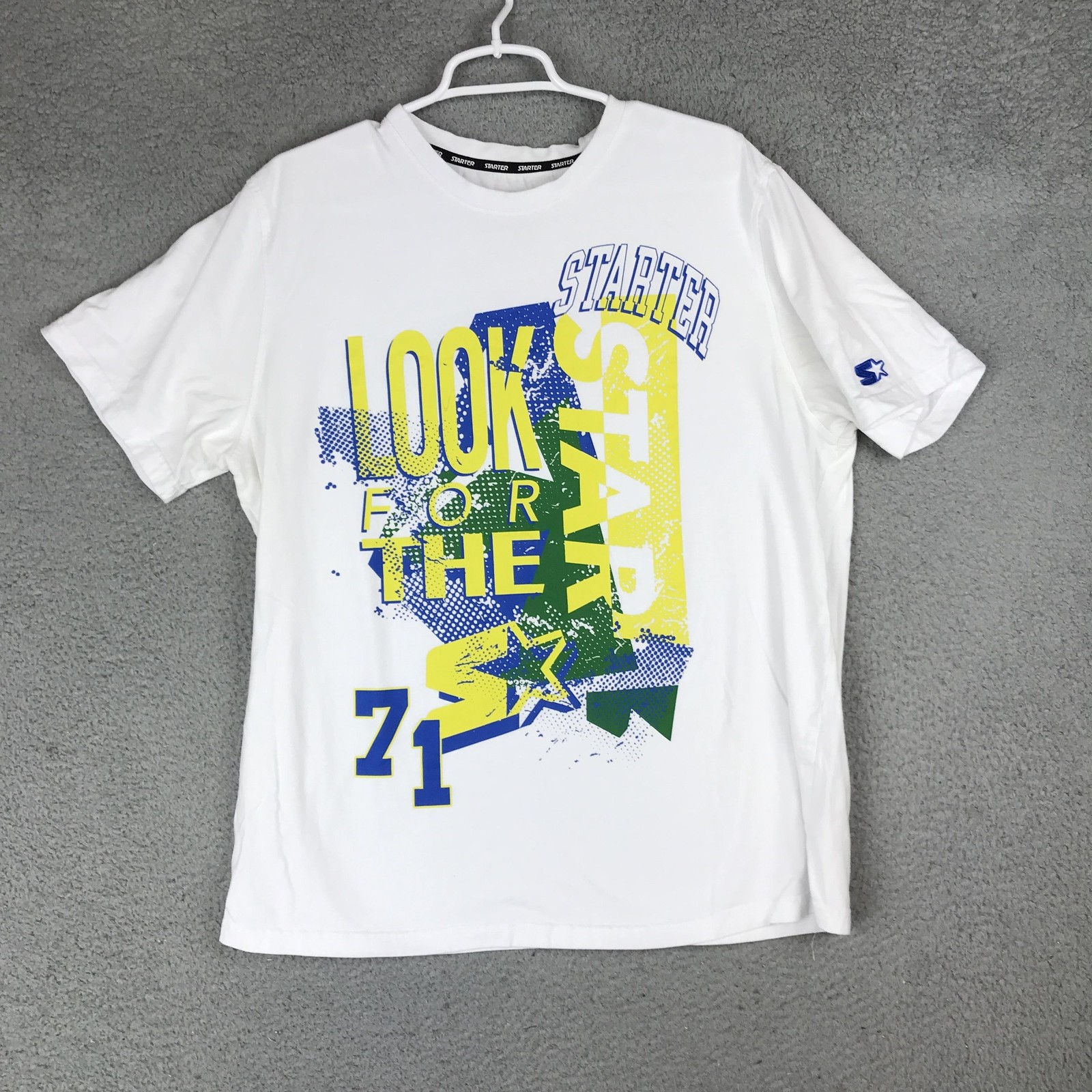 Starter Shirt Mens XL White Look For The Star 71 Graphic Tee Tagless Sports