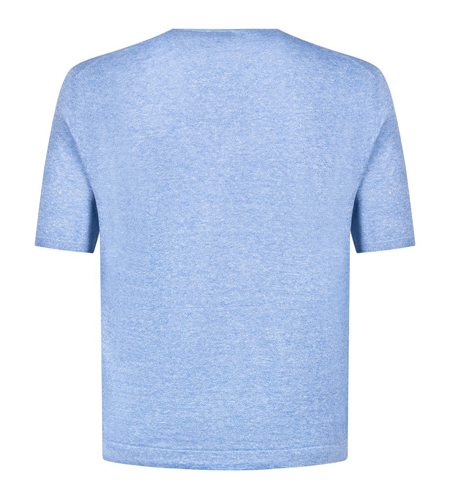 STILE LATINO t-shirt linen cotton EU 56 US 46 light blue melange normal fit gallery