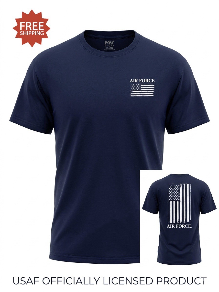 USAF US Air Force Navy Blue Double Sided T-Shirt – by MV Sport – Size XL – NWT