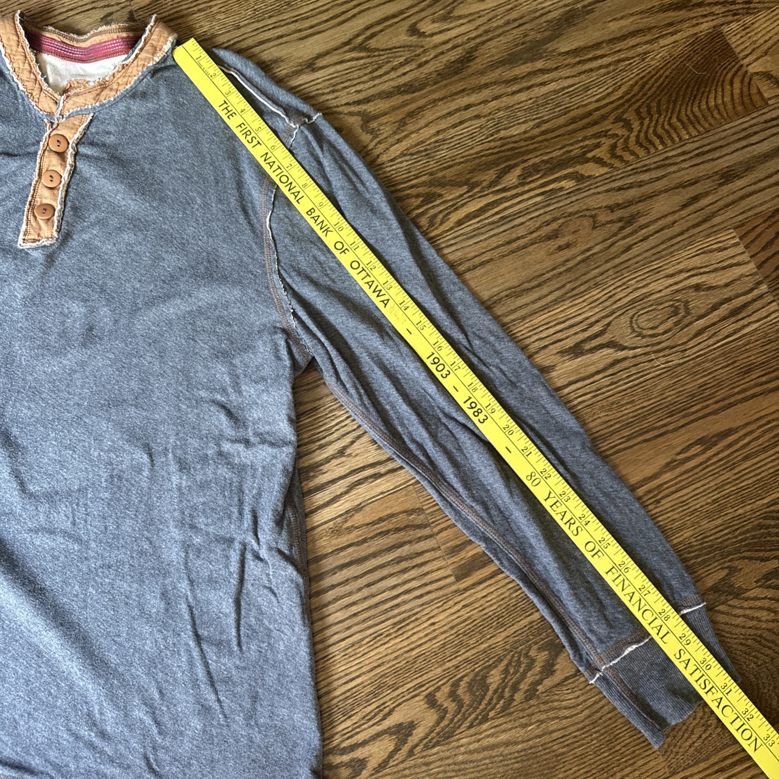 Carbon2Cobalt Mens Large Gray Henley Long Sleeve Shirt Cotton Casual gallery