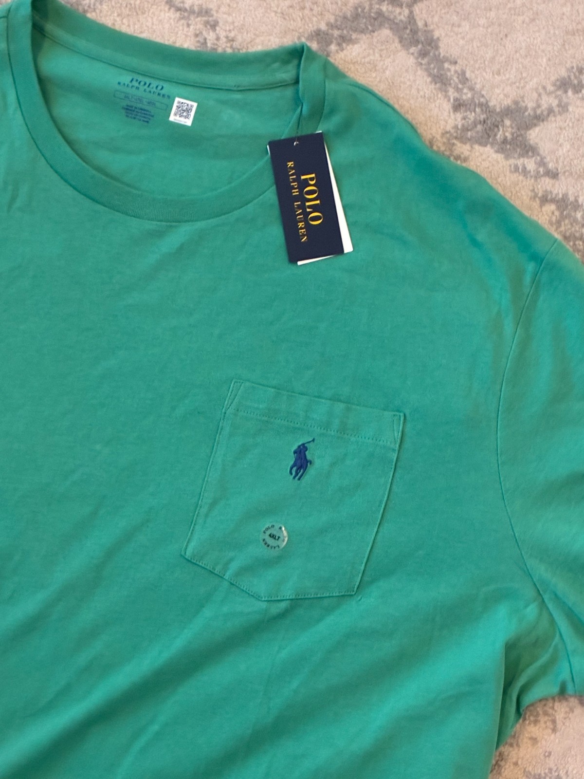 NWT Men's 4LT Polo Ralph Lauren Big & Tall Green Crew-Neck Pocket Shirt 4XL-T gallery