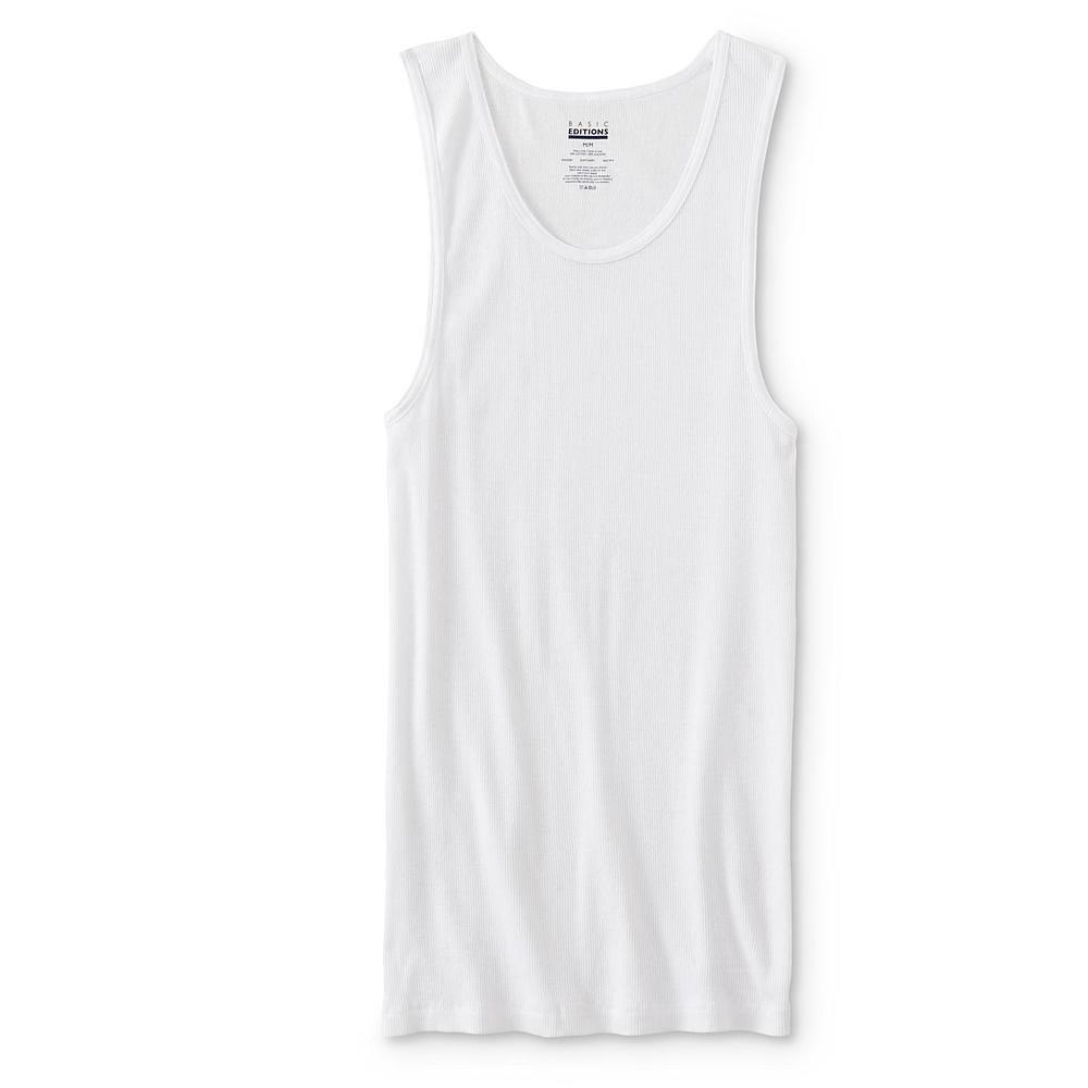 Basic Editions Men's 7-Pack White Tank Top Sleeveless Shirt L-XL (44-46") gallery