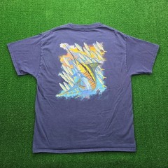 Guy Harvey Tshirt Men Large Blue Short Sleeve Pocket Marlin Fishing Outdoors