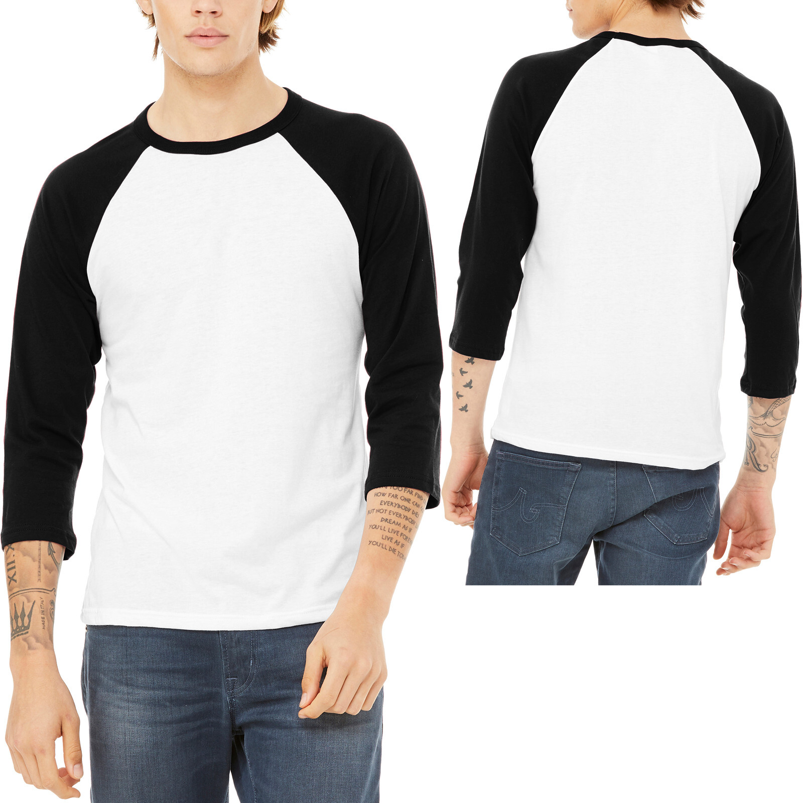 Canvas MENS 3/4 Sleeve Baseball Jersey T-Shirt Team Sport XS-XL, 2XL NEW gallery