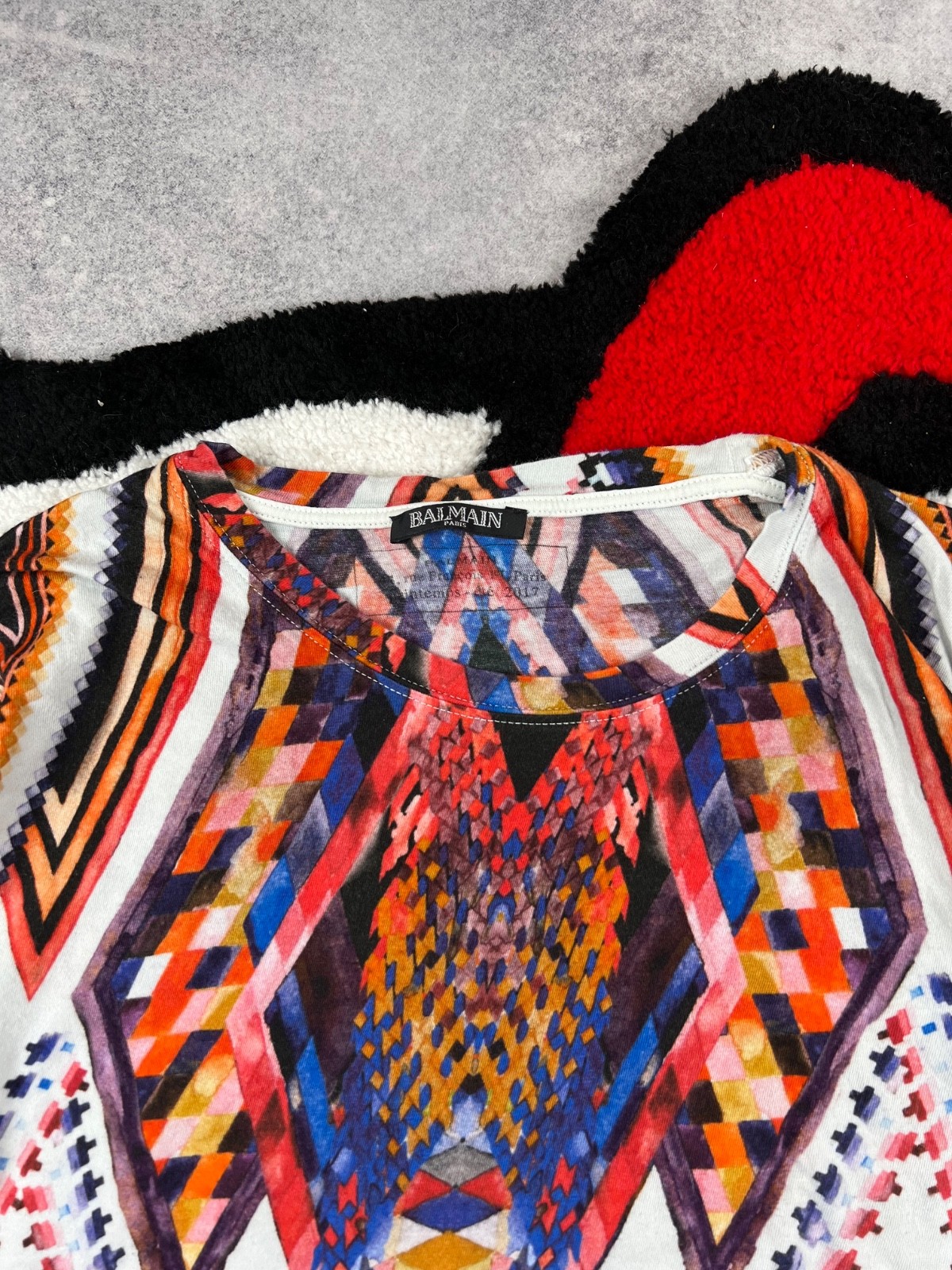 Vintage Balmain Rare Multicoloured Print Y2K Men's Tee Shirt Size M gallery