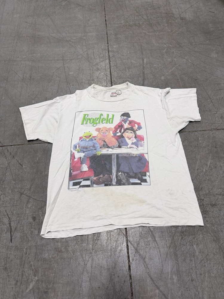 Vintage Kermit The Frog FROGFELD 90s Anvil XL Jim Henson Parody W Distressing
