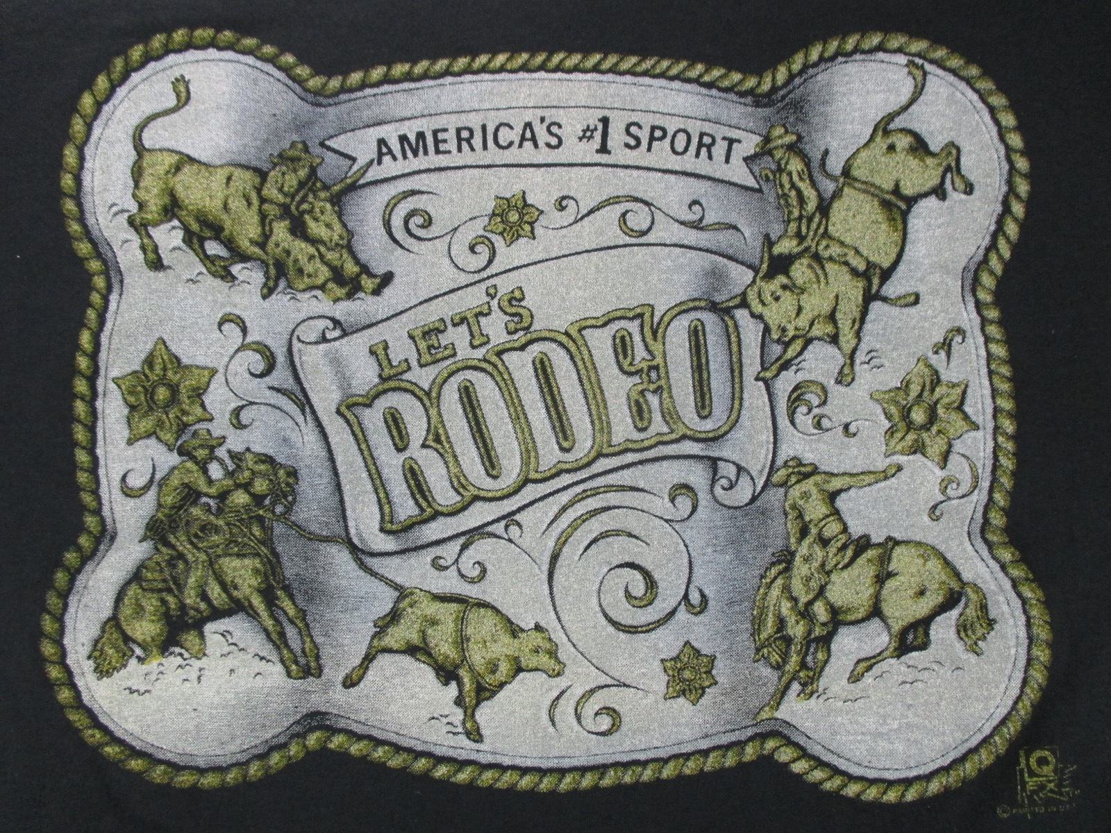 vtg 80s COWBOY LET’S RODEO T-Shirt M/L single stitch thin horse bull buckle gallery