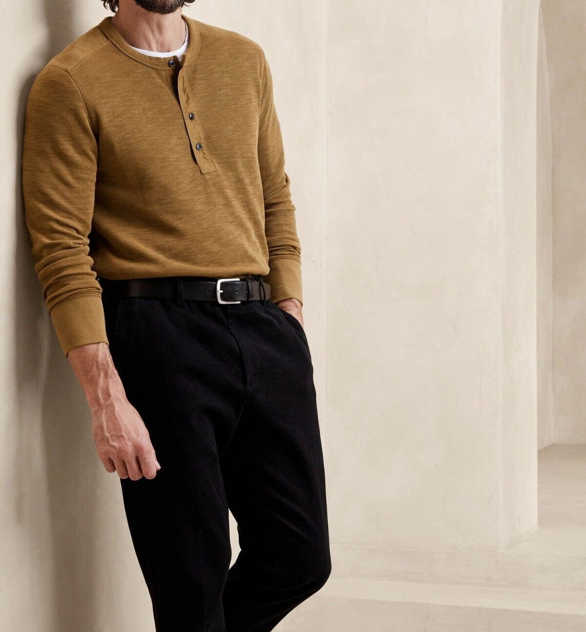 BANANA REPUBLIC Double-Knit Henley T-Shirt #734154 gallery
