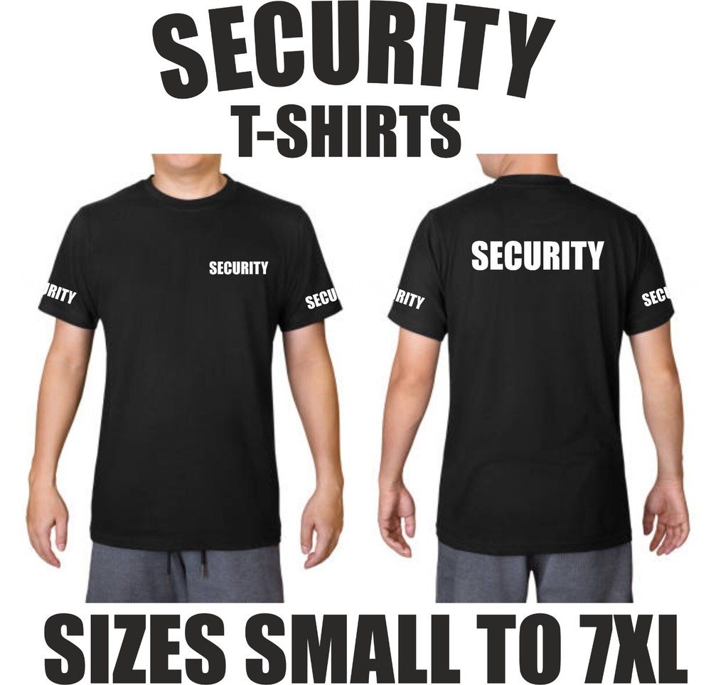 SECURITY T-SHIRT BODYGUARD DOORMAN SIZES S-7XL PRINTED FRONT/BACK/SLEEVES TSHIRT