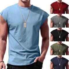Mens Casual Sleeveless T-Shirt Solid Color Vest Tank Tops for Vacation Travel