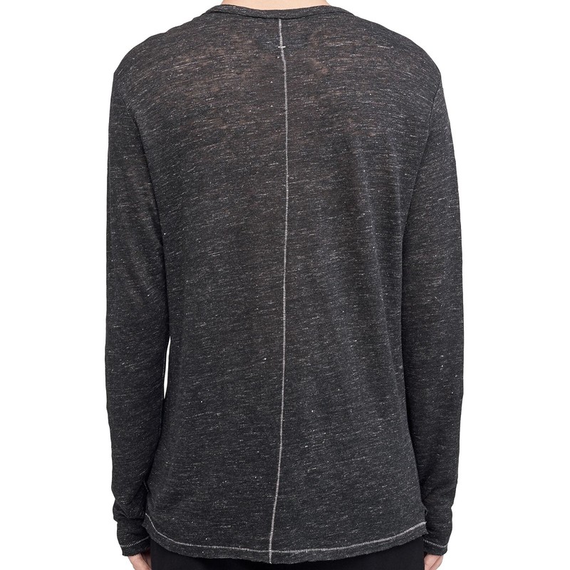Rag & Bone Owen Mens Heather LS Linen Crewneck T-Shirt (2XLarge, Black) $165 gallery
