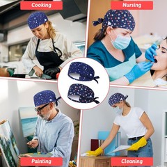 2 Pcs Scrub Caps Women, Adjustable Working Cap Working Cap with Buttons Ponyt…
