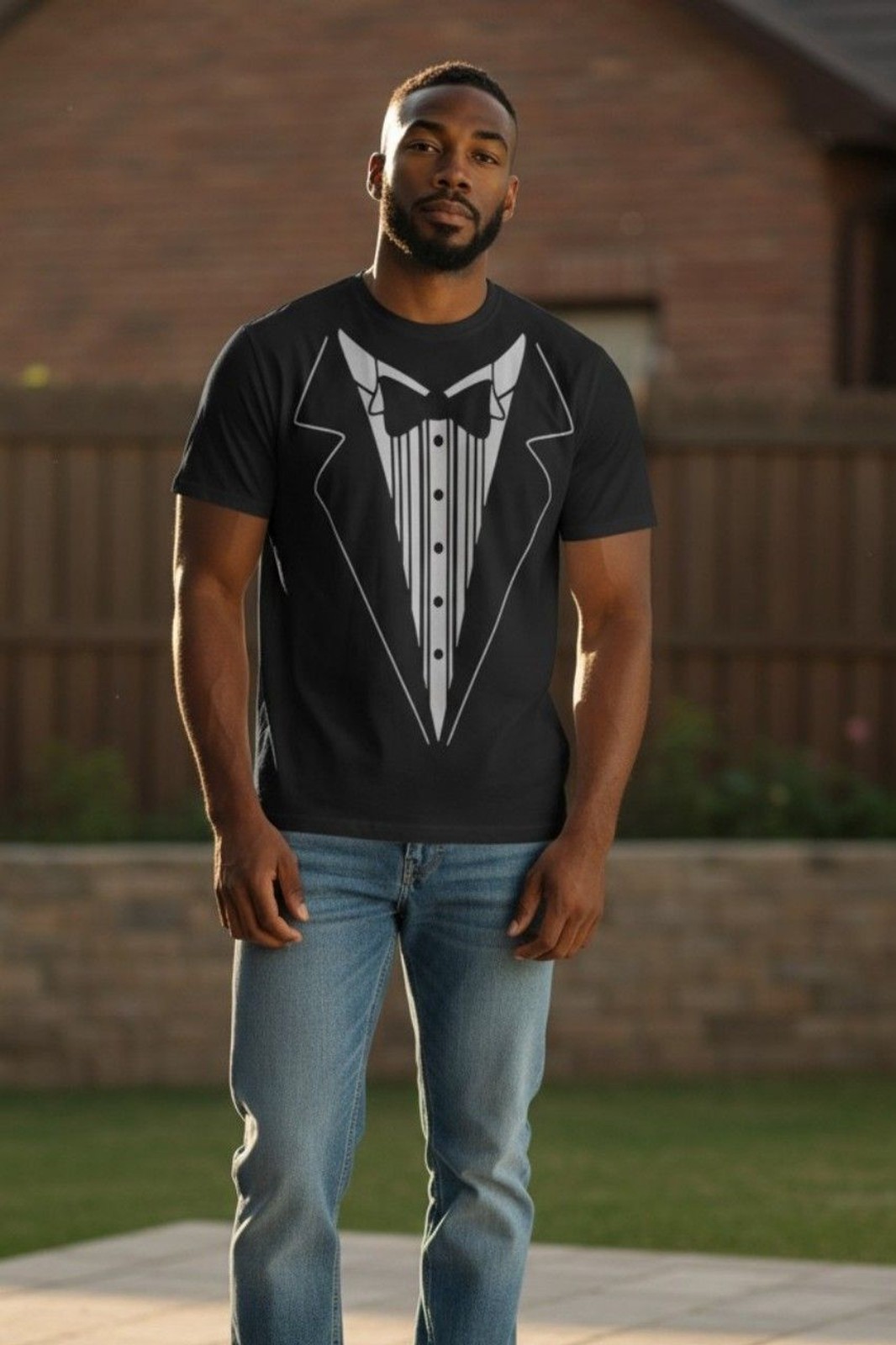 Funny Tuxedo Graphic Tee, Black Novelty T Shirt, Formal Costume Shirt