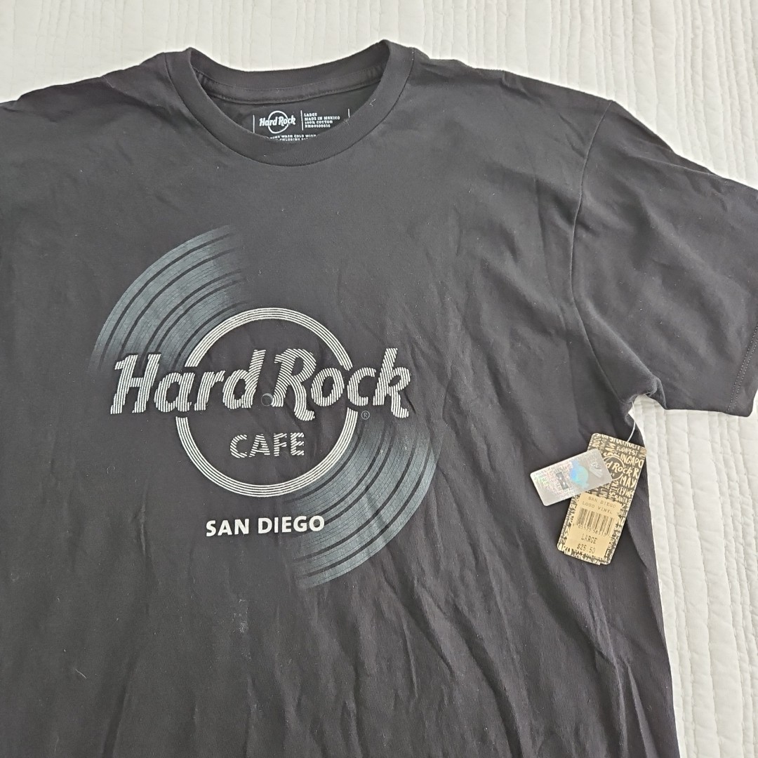 Hard Rock Cafe San Diego T-Shirt Men's L Black Logo Vinyl NEW Jersey NWT gallery