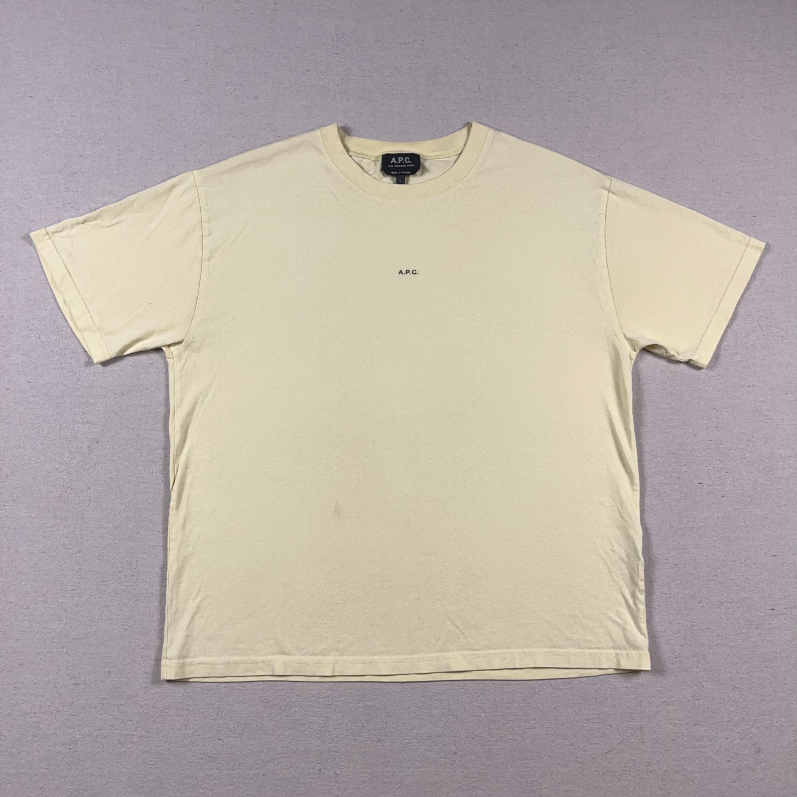 APC T Shirt Mens Large Pale Yellow Cotton Logo Rue Madame Paris gallery