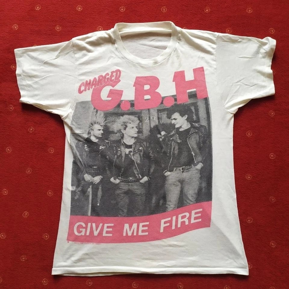GBH Give Me Fire band Retro style White Short sleeve T shirt Men Women gallery