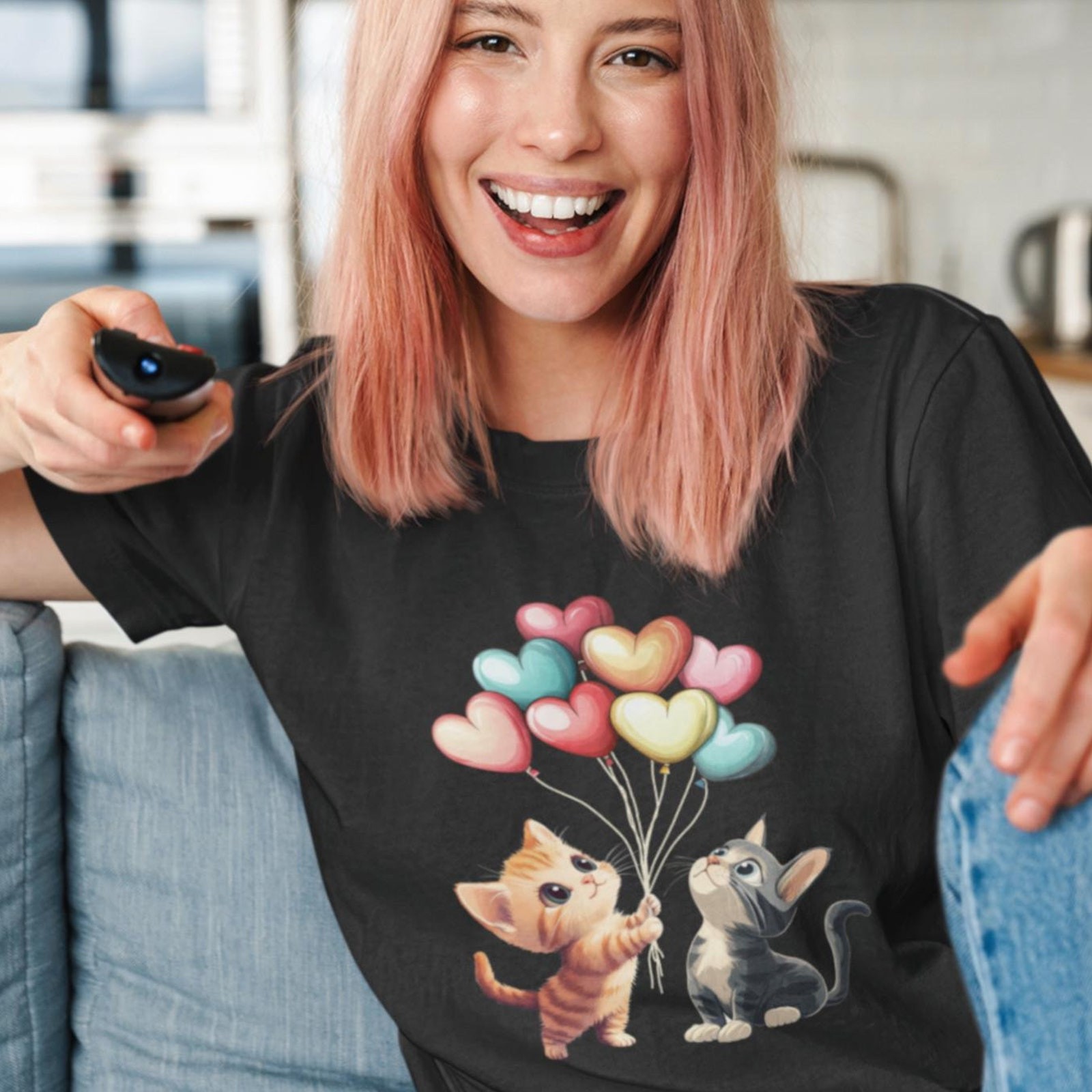Adorable Valentine’s Cats Graphic T-Shirt – Cute & Comfy Cat T-Shirt