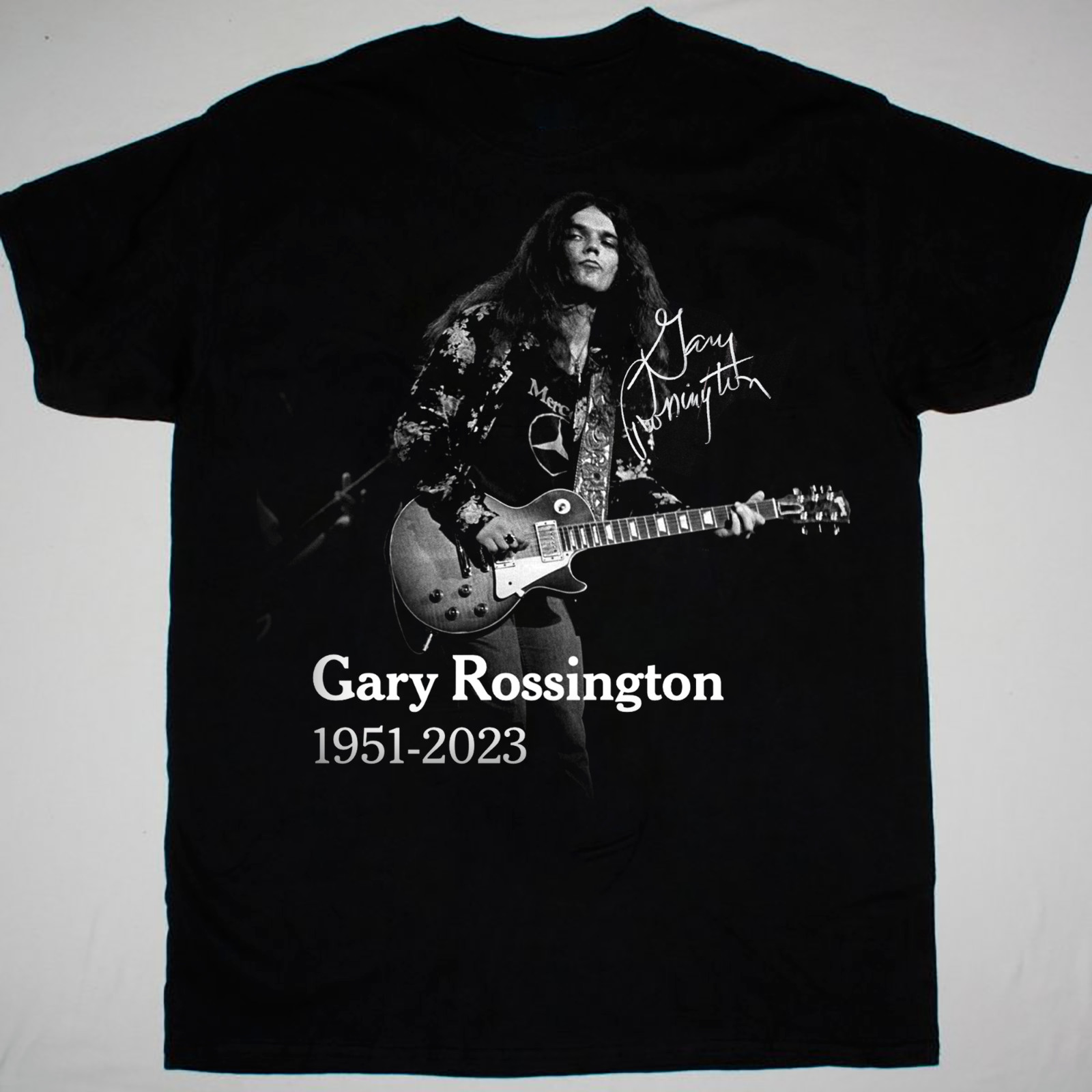 1951 2023 Signed Gary Rossington Shirt Short Sleeve Black Unisex S-5XL 1P0042