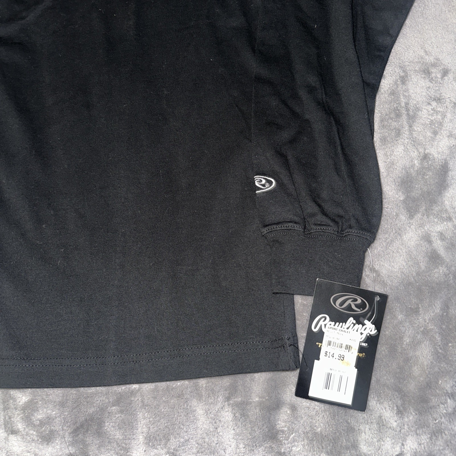 NWT Rawlings Mens Long Sleeve Shirt Black Sz Large New Baseball Softball Cotton gallery