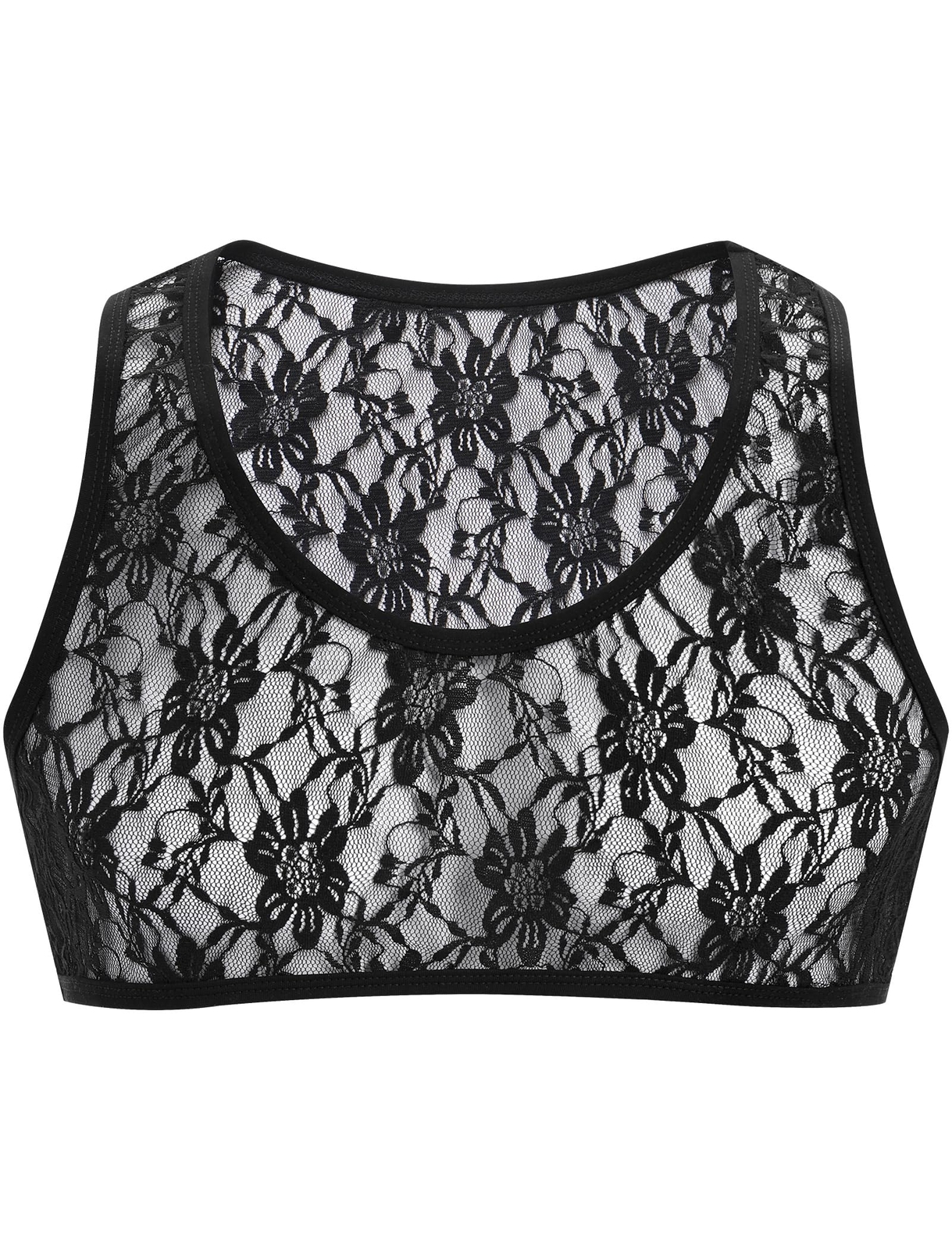 Men's Sissy Lace Muscle Tank Floral Crop Top Semi Transparent Sheer Mesh Vest... gallery